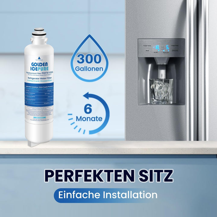 GOLDEN ICEPURE Kühlschrank-Wasserfilter Ersatz für Siemens Bosch Neff Ultra Clarity Pro 11032518 BOR