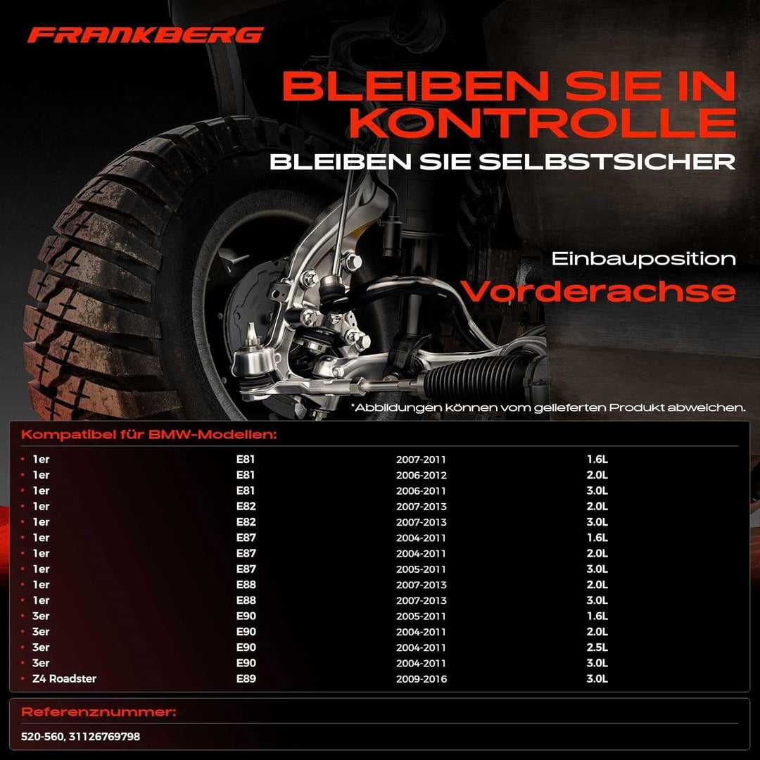 Frankberg 1x Querlenker Radaufhängung Vorderachse Rechts unten Kompatibel mit E81 E82 E84 E87 E88 E9