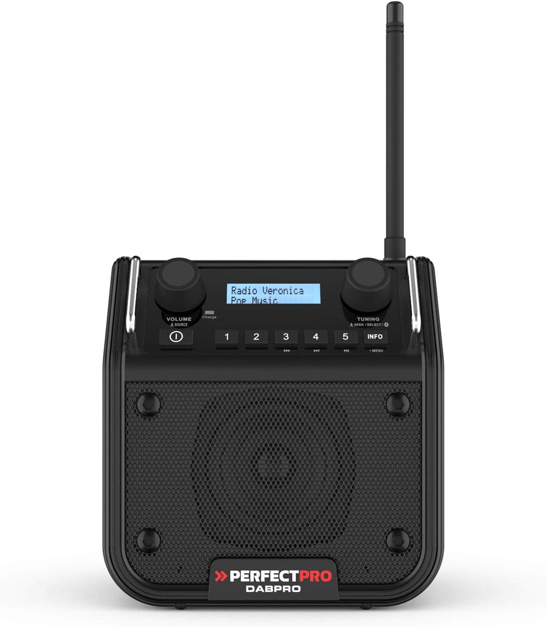 PerfectPro Baustellenradio DABPRO, DAB+ und UKW-Empfang, AUX-Eingang, MP3, Bluetooth, Netzstrom und