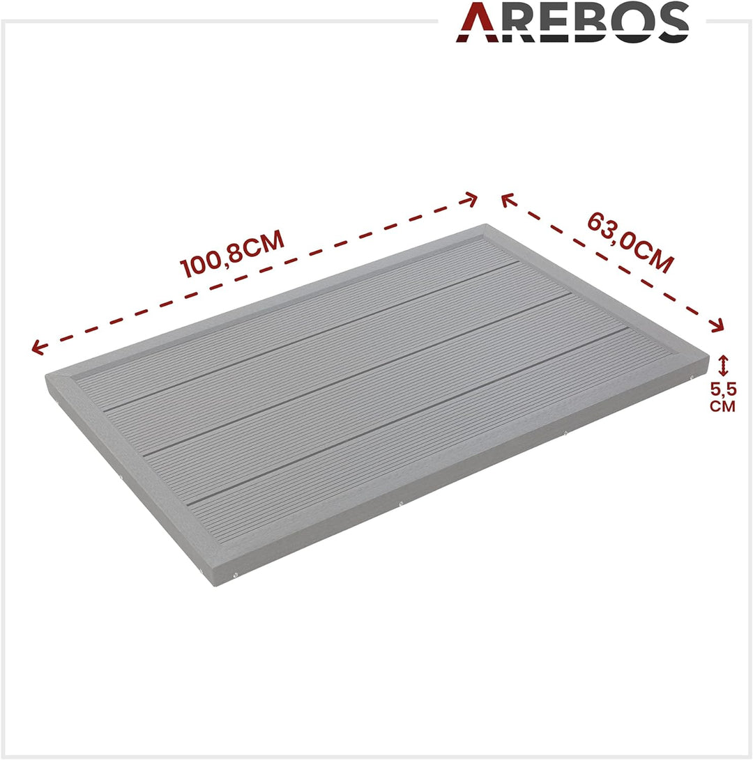 Arebos Bodenelement für Solardusche, Poolleiter oder Pool | Anthrazit | 101 x 63 x 5,5 cm | Bodenpla