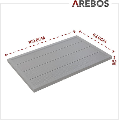 Arebos Bodenelement für Solardusche, Poolleiter oder Pool | Anthrazit | 101 x 63 x 5,5 cm | Bodenpla