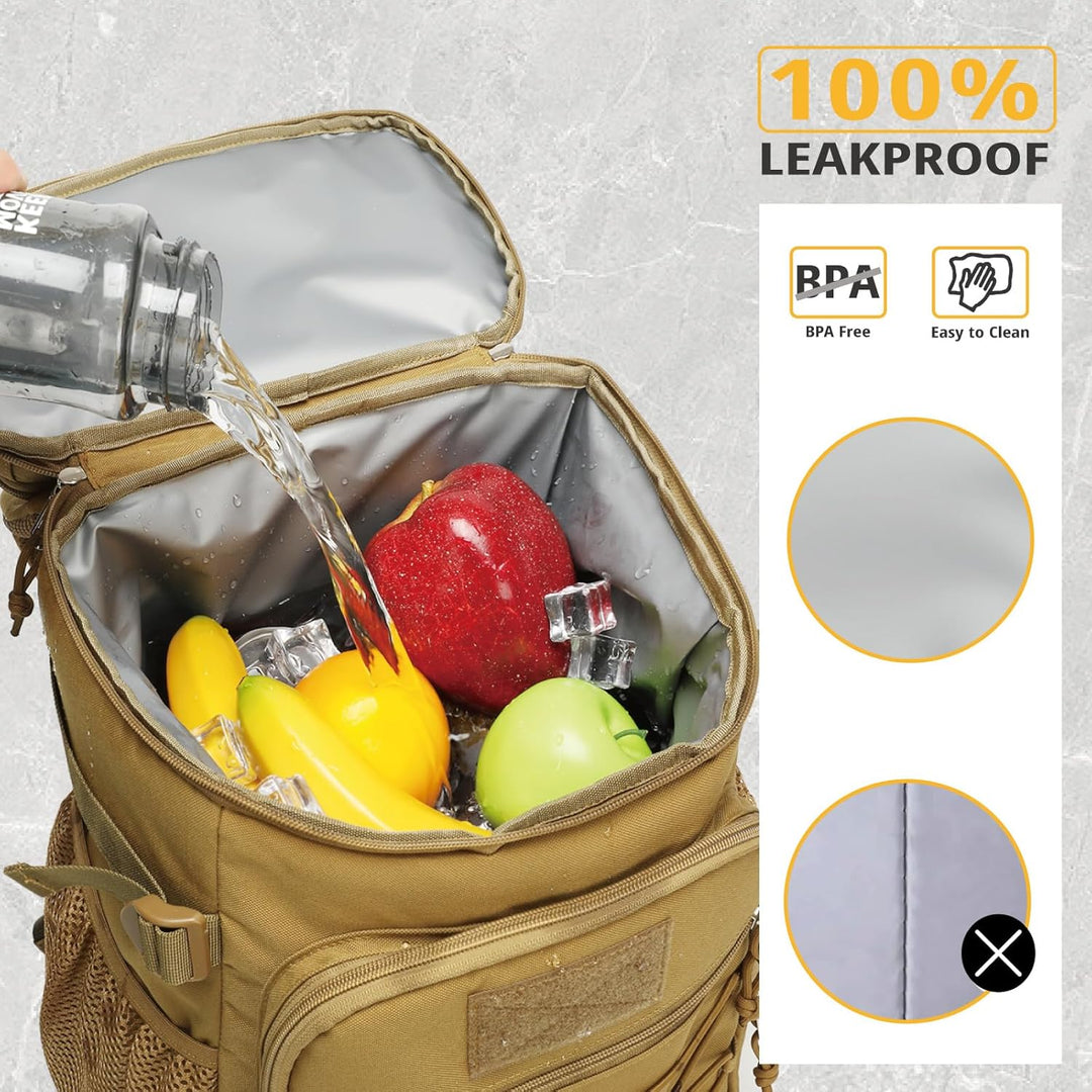Taktischer Kühlrucksack – 25L Isolierter Rucksack, Auslaufsicher & Robust – Grosser Lunch-Rucksack,