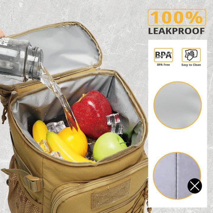 Taktischer Kühlrucksack – 25L Isolierter Rucksack, Auslaufsicher & Robust – Grosser Lunch-Rucksack,