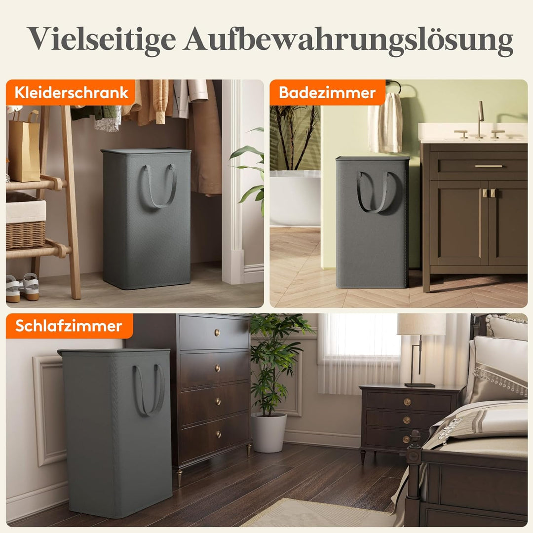 Lifewit 105L Wäschekorb mit Deckel, Wäschekorb Waschenkorbe Faltbar, Wäschesammler mit Griffen, Wäsc