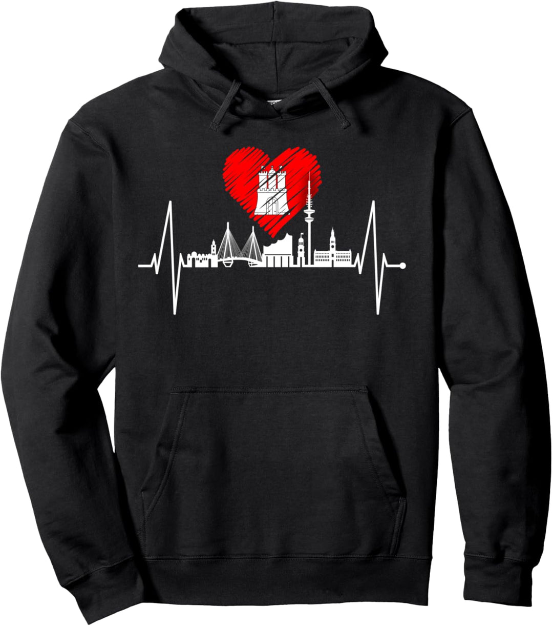 Hamburg Skyline Herzschlag Hamburger Hafen Herz Fan Hamburg Pullover Hoodie
