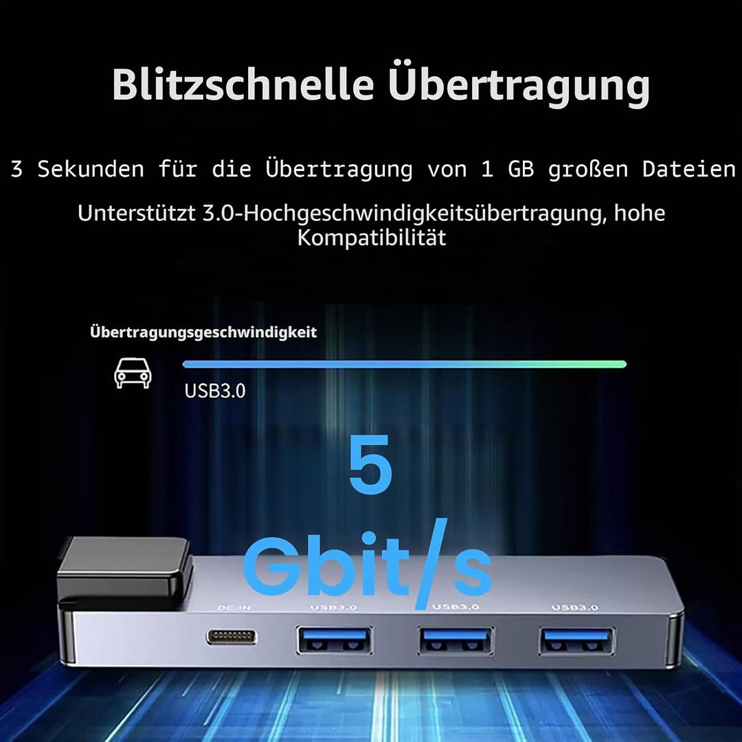 5-in-1 USB Hub with 65W Power Delivery, 3 USB3.0,1Gbps Ethernet, USB Ports for MacBook Air, iPad Pro