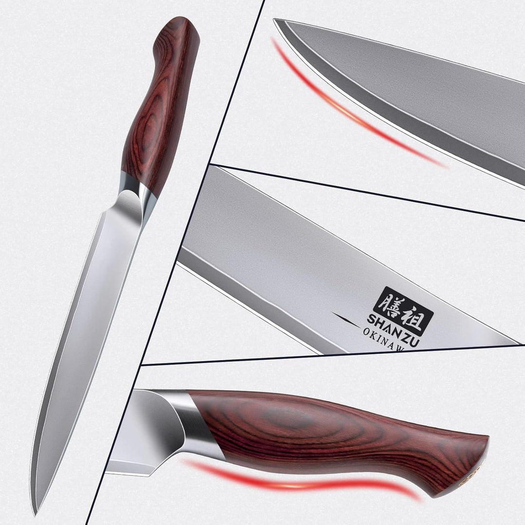 SHAN ZU Allzweckmesser 15cm, Japanisches Kochmesser für Gemüse, Küchenmesser mit Scharfer Klinge aus