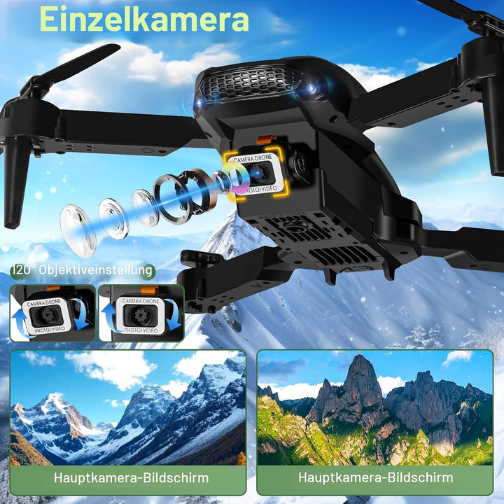 Drohne mit Kamera für Kinder, RC Drone Quadcopter mit Kopflos Modus, 3D Flip, 90° Einstellbar, Flugb