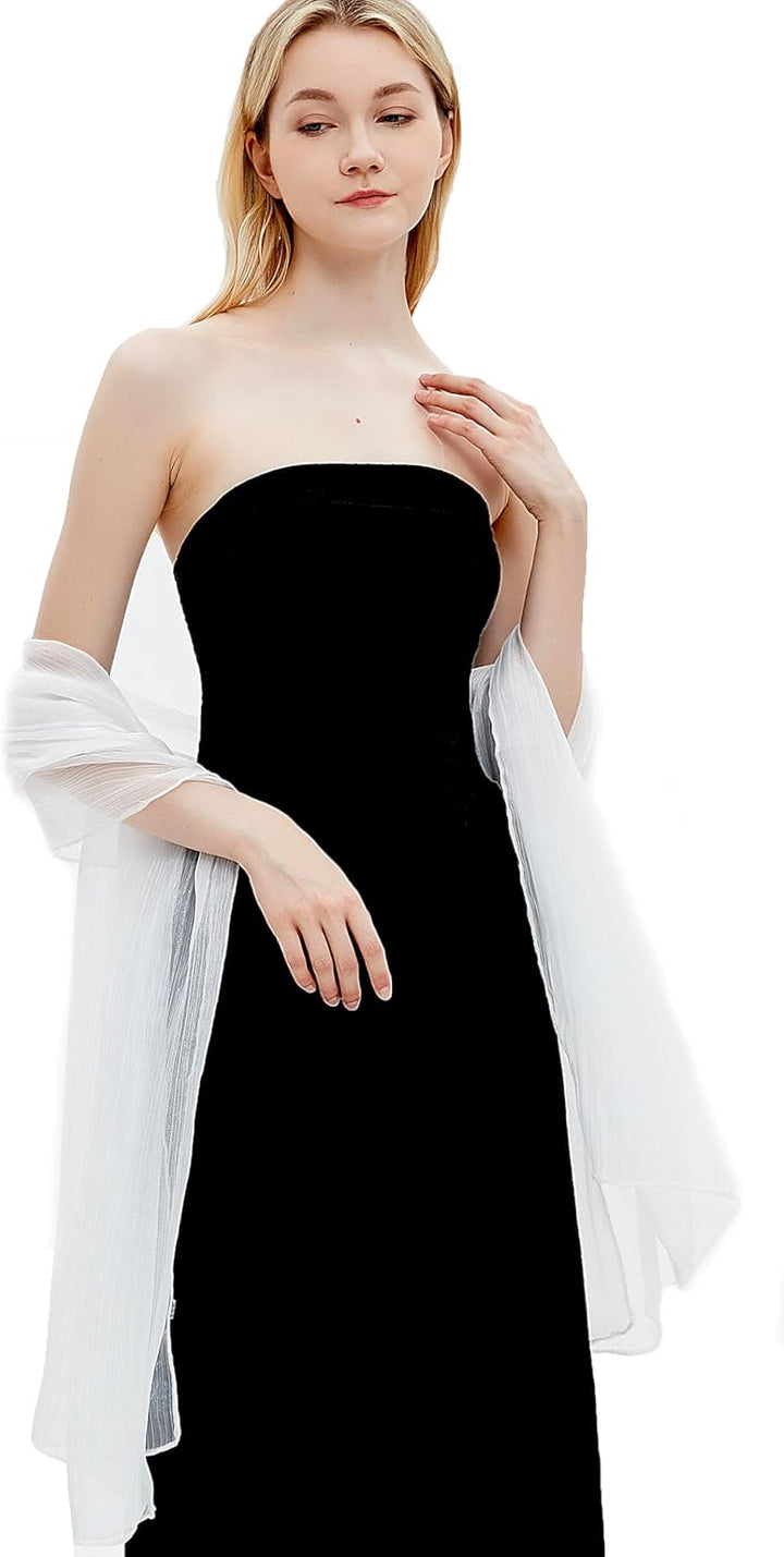 Gragengs Damen Schals und Wraps für Abendkleider Leichte Sheer Crepe Tücher Shimmer Hochzeit Party S