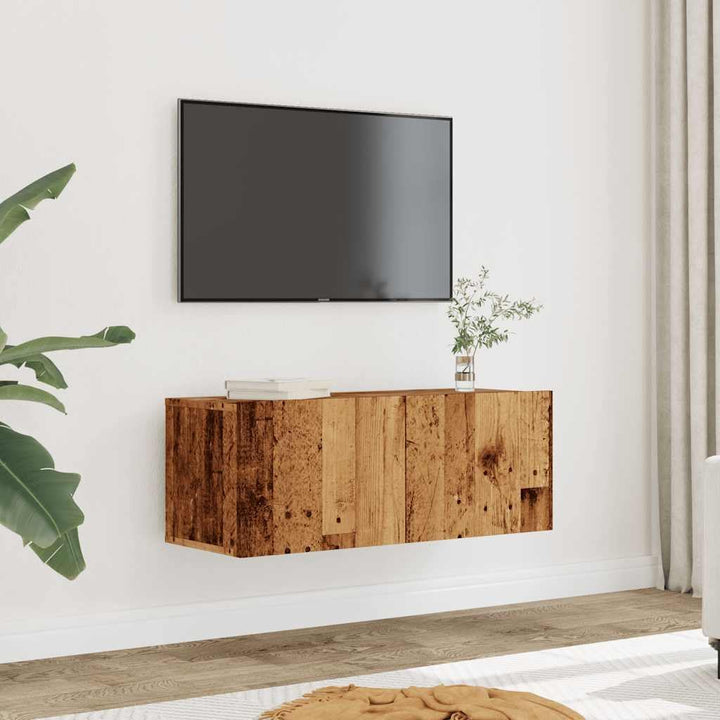 vidaXL TV-Wandschränke 2 STK. Altholz-Optik 80x30x30 cm, HiFi-Schrank, TV-Konsole, TV-Möbel, Mediens