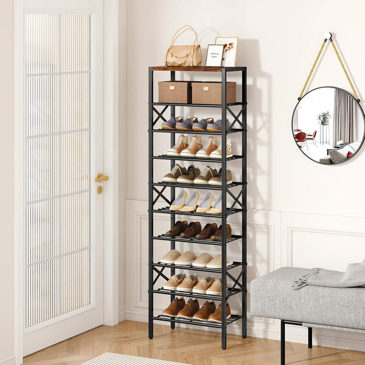 IBUYKE Schmal Schuhregal mit 10 Etagen, Vertikales Hohe Schuhregal mit Ablage für 20 Paar Schuhe, Pl