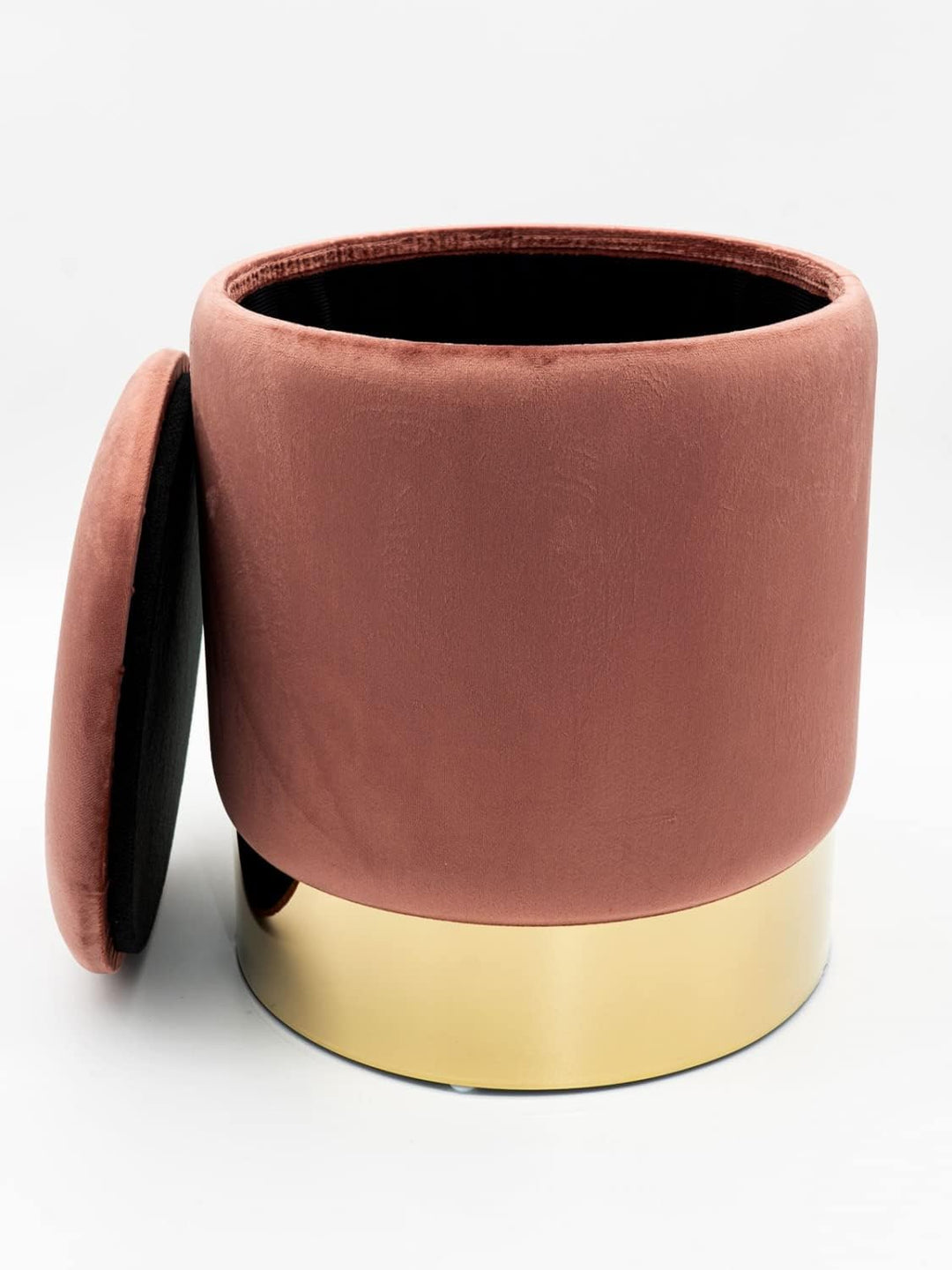 casamia Samthocker mit Stauraum Ø 31 H 38 cm Deko Hocker Samt Verlour Hocker Gold Hocker Schminktisc