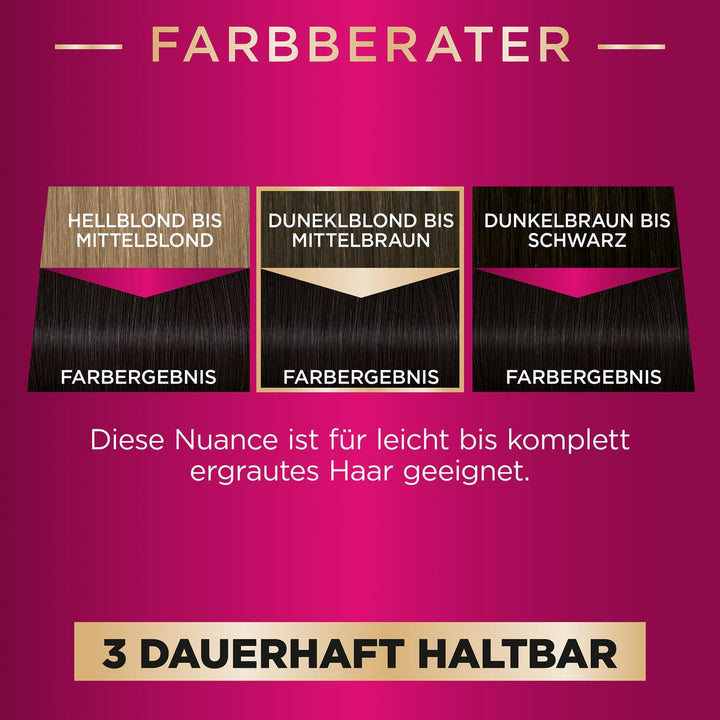 Palette Intensiv Creme Coloration 1-0/900 Schwarz Stufe 3 (3 x 115 ml), Permanente Haarfarbe für bis