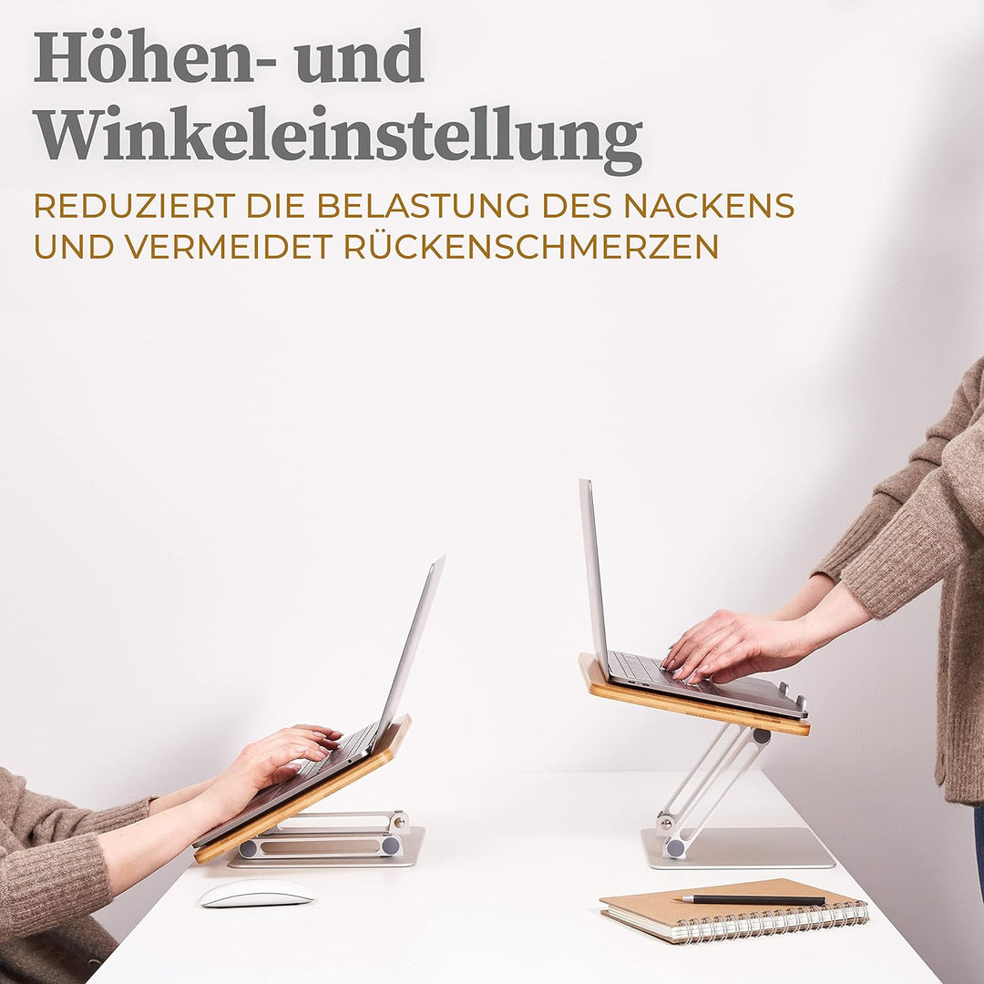 HENNEZ Laptop Ständer Holz höhenverstelbar- Laptop Stand - Notebook Ständer/Macbook Ständer - Laptop