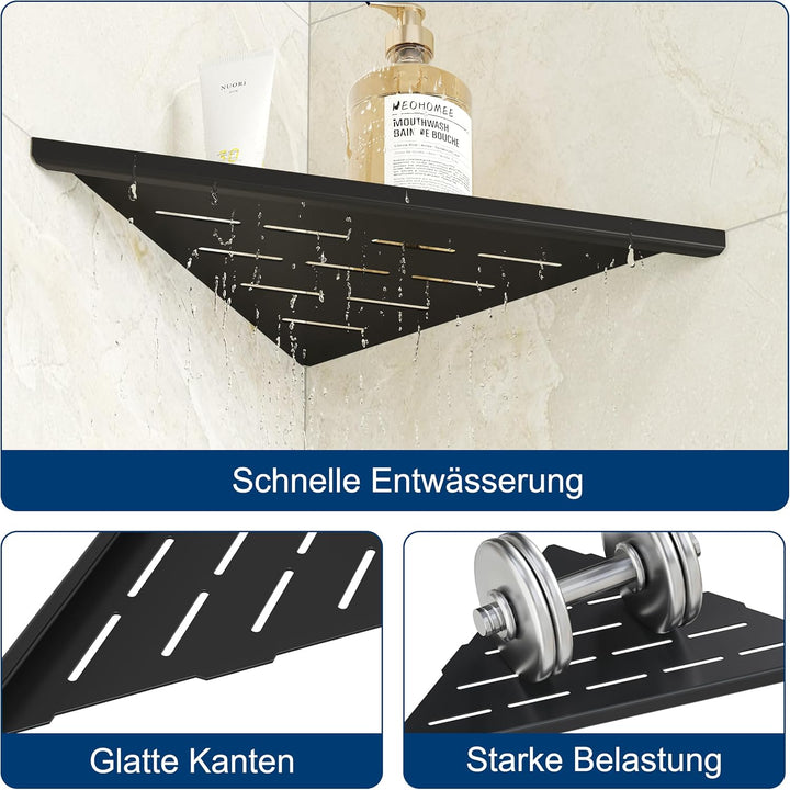Neodrain Duschablage Edelstahl Eck-Duschregal Schwarz Eckregal Fliesen Eingelassen für Badezimmer, S