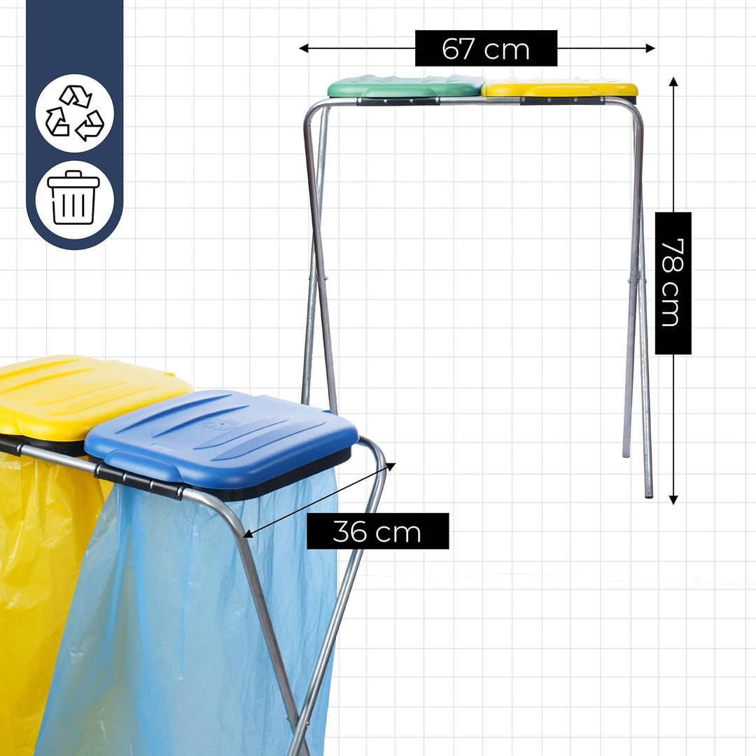 Müllsackständer 60x40x70 cm Müllsackständer stabil 2 Ständer Müllsäcke 120L Buntes Müllsackhalter mi