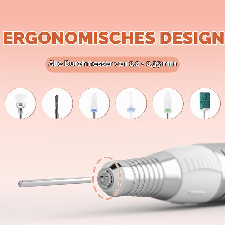 Nagelfräser JCMaster Profi, Fräser Nägel max. 35.000 U/Min, Elektrische Nagelfeile mit Fusspedal für