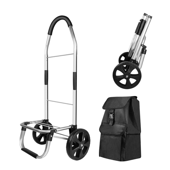 Premium Alu-Einkaufstrolley mit 2 Rädern – 40L Wasserdicht, Treppensteiger – Hackenporsche Klappbar,