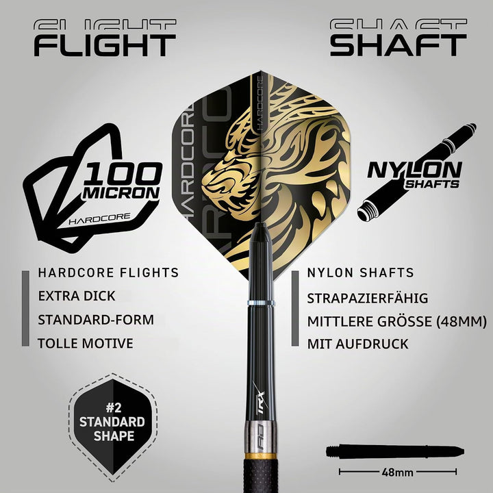 RED DRAGON Golden Eye Dartpfeile 22g, 24g, 26g, 28g, 30g oder 32g Profi Dartpfeile mit Flights und S