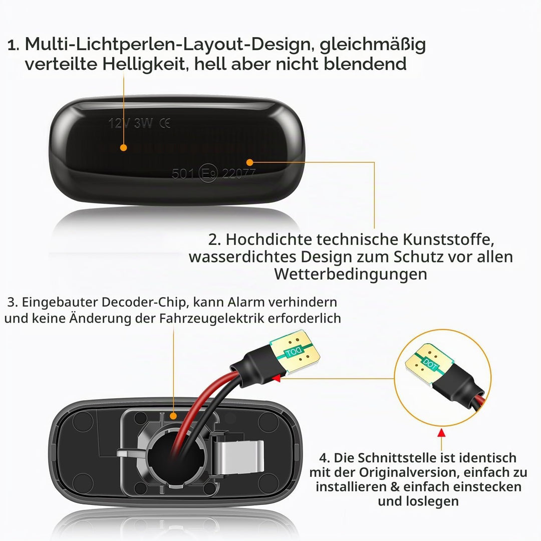 TECTICO Seitenblinker Seitenmarkierungsleuchter Lichtblinker Blinker Kompatibel mit Audi A3 S3 8L 20