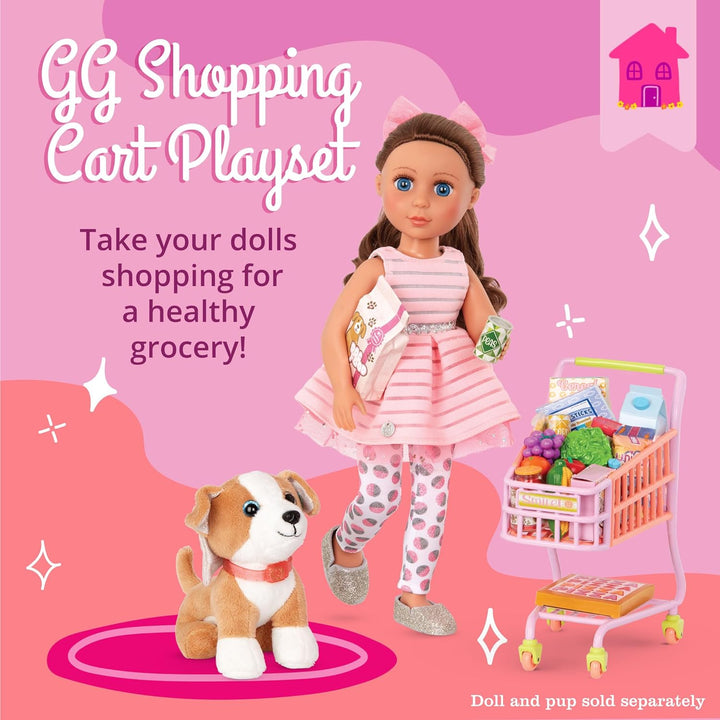 Glitter Girls Puppenzubehör – Einkaufswagen für Puppen Zubehör Set mit Lebensmitteln – Accessoires f