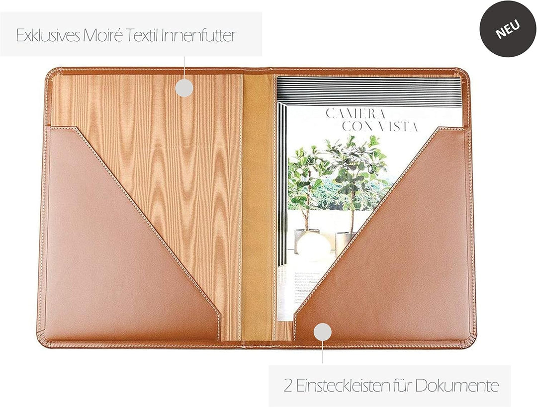 DELMON VARONE - Personalisierbare Urkundenmappe DIN A4 aus Cambridge Top Grain Leder braun, Dokument