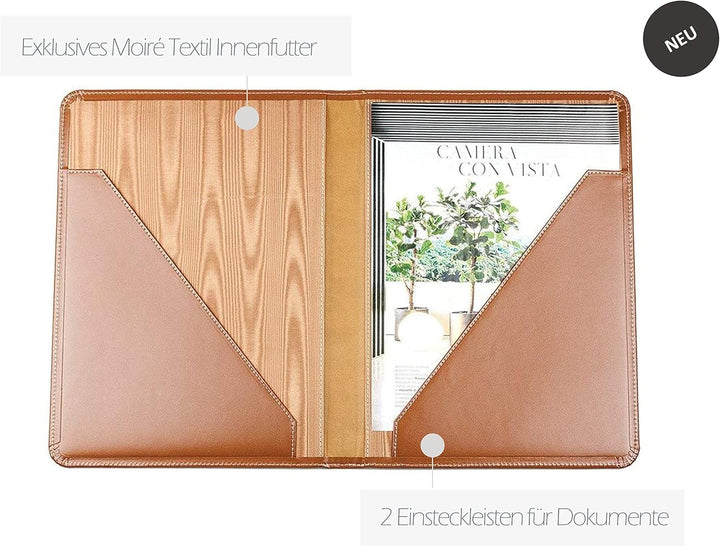 DELMON VARONE - Personalisierbare Urkundenmappe DIN A4 aus Cambridge Top Grain Leder braun, Dokument