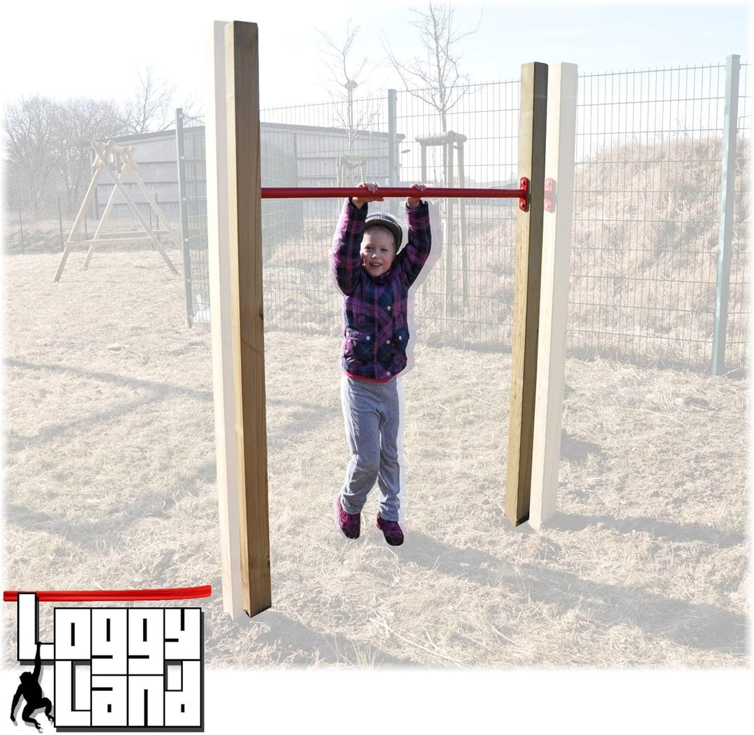 Loggyland Reckanlage, Turnreck, Reck, Metallreck, Kinderreckanlage (Kreuzpfosten-90cm, rot) Kreuzpfo