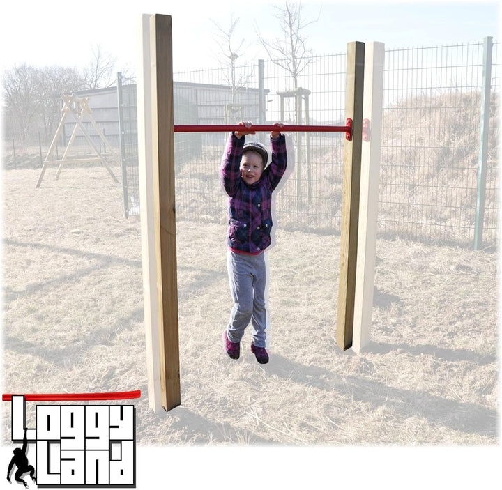 Loggyland Reckanlage, Turnreck, Reck, Metallreck, Kinderreckanlage (Kreuzpfosten-90cm, rot) Kreuzpfo