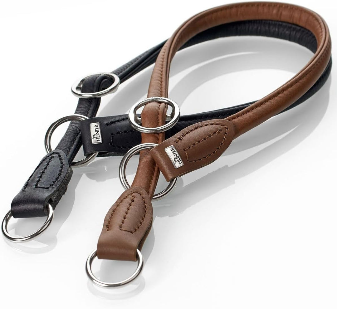 HUNTER ROUND & SOFT Dressurhalsung, Hundehalsband, Leder, Nappaleder, rund, weich, 60 (L-XL), schwar