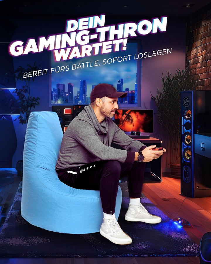 PATCH HOME Gamer Kissen & Lounge Sitzsack – befüllbar mit Reissverschluss, gefüllt mit Styropor, gee