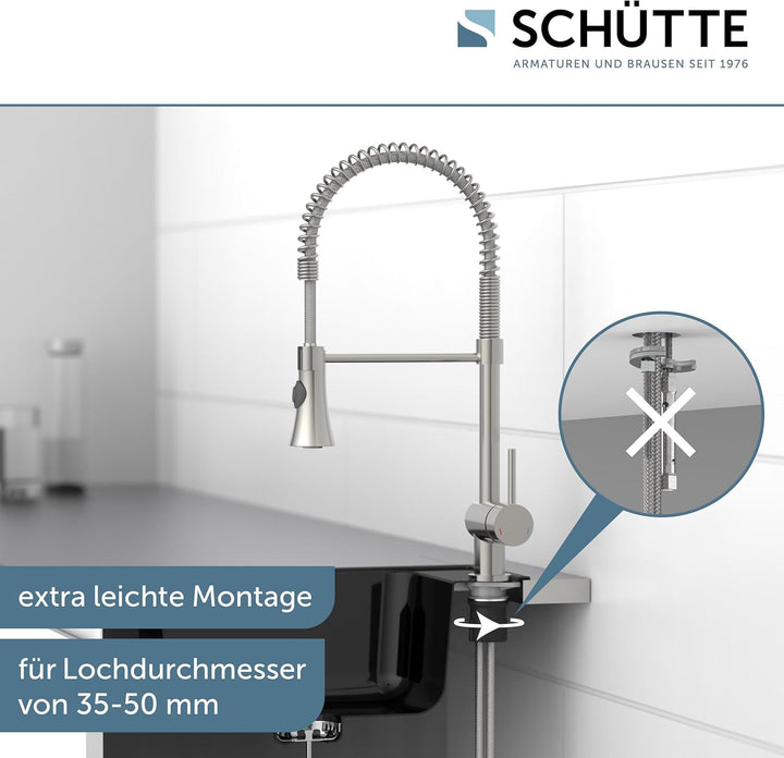 SCHÜTTE 79155 CORNWALL Küchenarmatur, Einhebelmischer mit ausziehbarer Geschirrbrause, 360 Grad schw