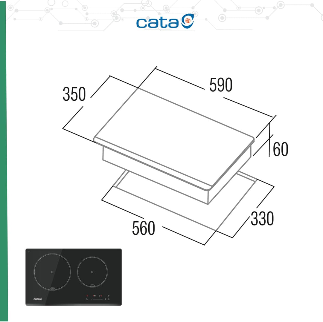 CATA Kochfeld IB 2 PLUS BK/A Induktion Anzahl Brenner/Kochzonen 2 Touch-Timer Schwarz