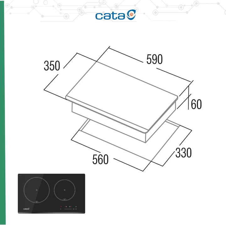 CATA Kochfeld IB 2 PLUS BK/A Induktion Anzahl Brenner/Kochzonen 2 Touch-Timer Schwarz