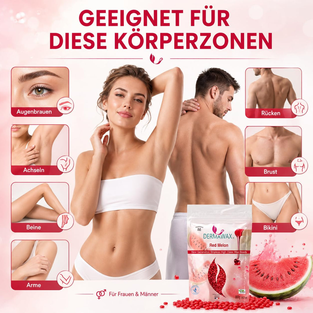 800 Gramm Dermawax Red Melon Hypoallergen Waxing Perlen zur Haarentfernung Augenbrauen Gesicht Intim