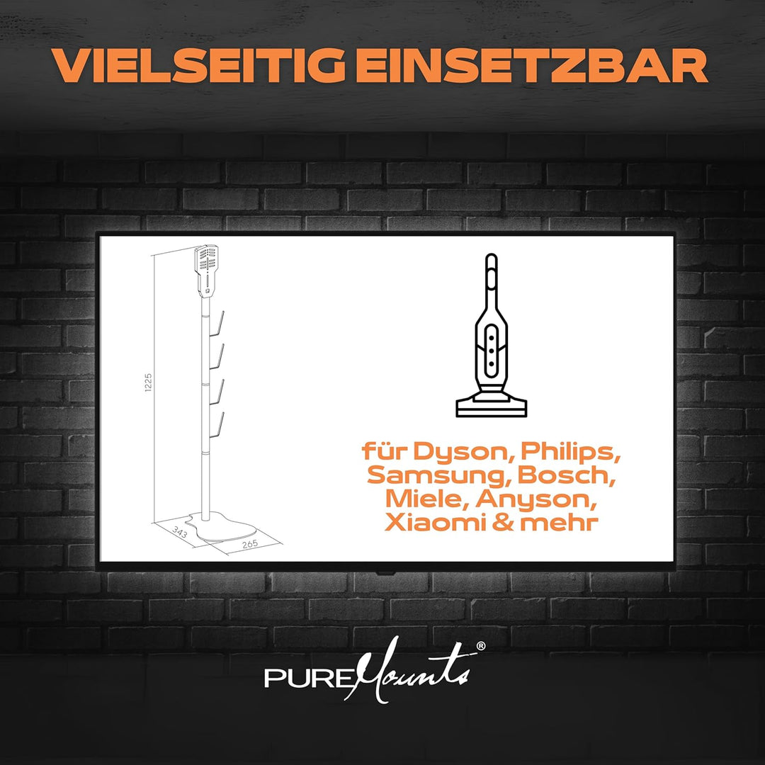 PureMounts Staubsauger Ständer Halterung universal kompatibel mit Dyson, Philips, Samsung, Bosch, Mi