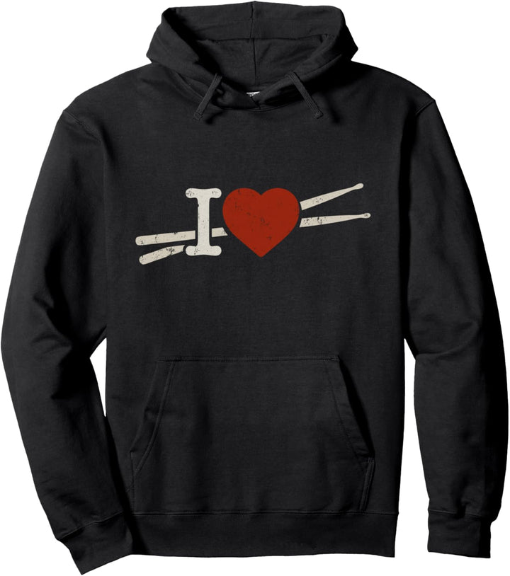 Ich liebe Schlagzeug Trommelstöcke Schlagzeuger Pullover Hoodie
