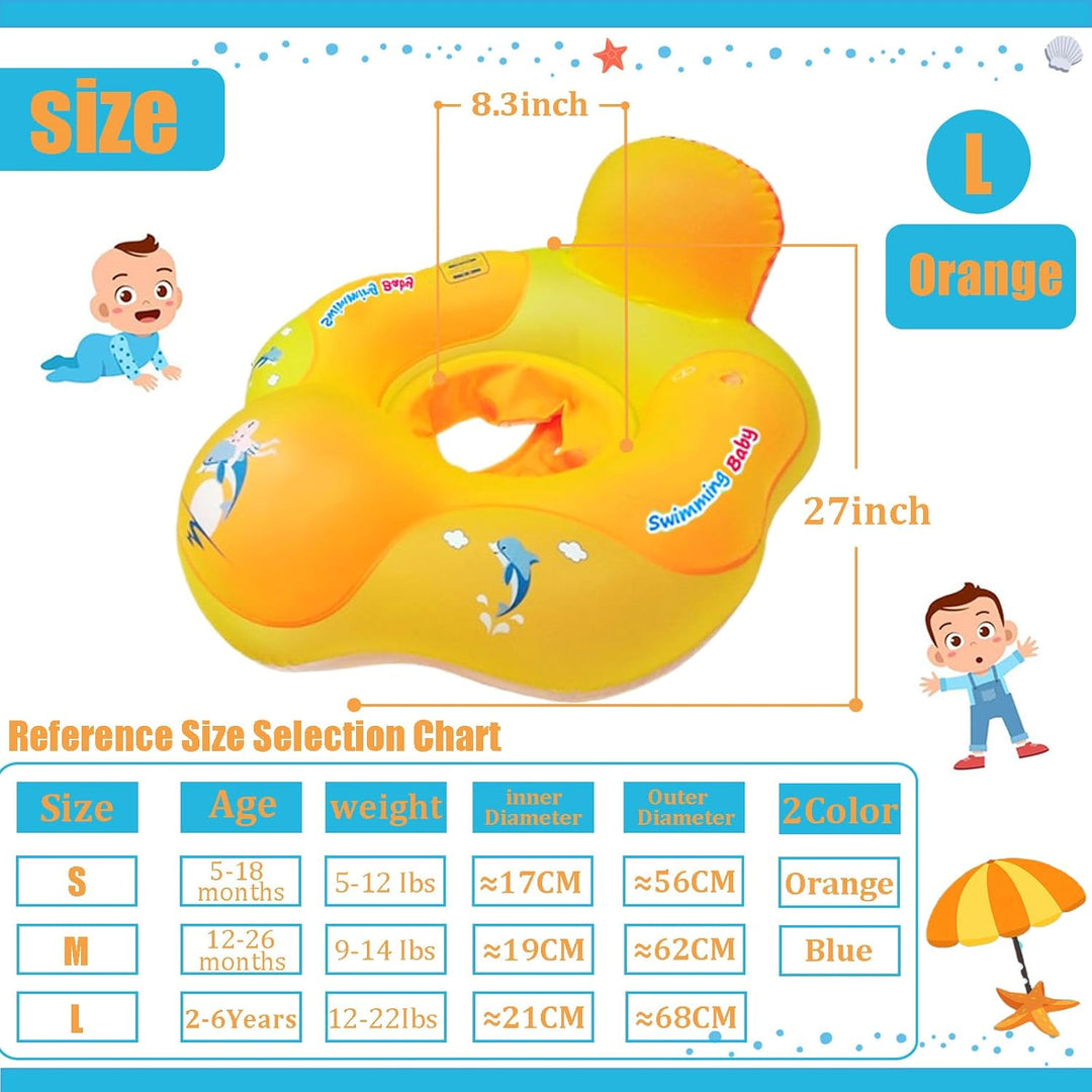 Baby Schwimmring mit UPF50+Sonnendach für ab 3-24 Monate,Aufblasbare Schwimmtrainer Schwimmhilfe Bab