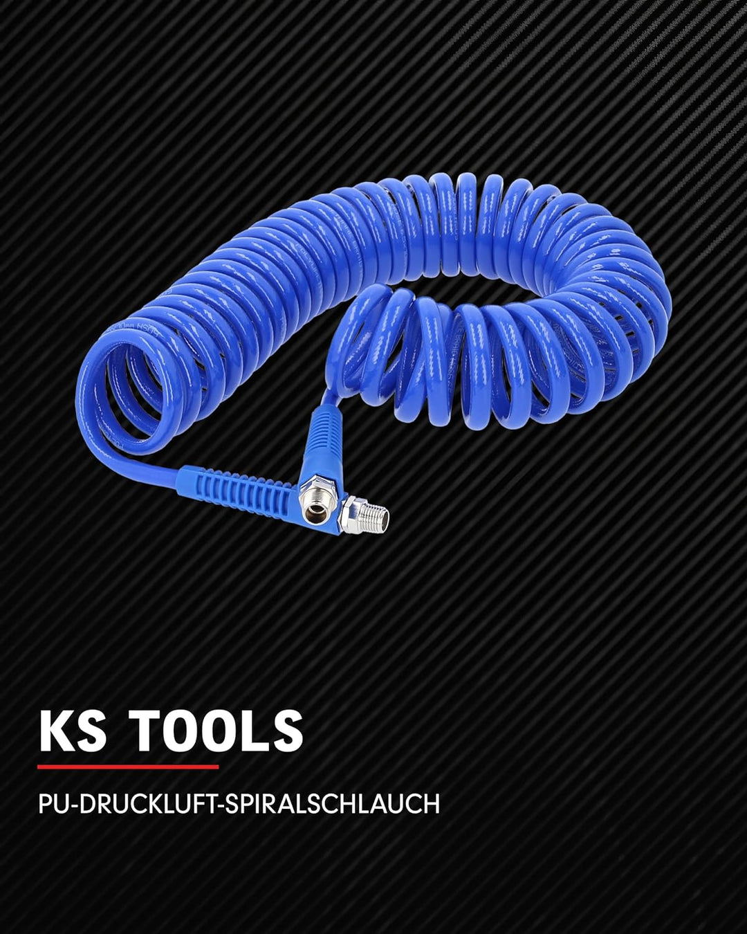KS Tools Spiralschlauch Druckluft 515.3330 Ø 6mm I 8m langer, elastischer PU-Druckluftschlauch mit d