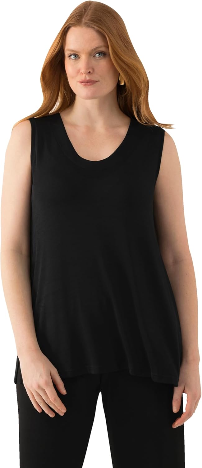 Ulla Popken Damen Slinkytop T-Shirt 46-48 Schwarz, 46-48 Schwarz
