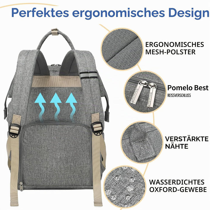Pomelo Best Baby Wickelrucksack stylische Wickeltasche Rucksack mit Wickelunterlage multifunktional