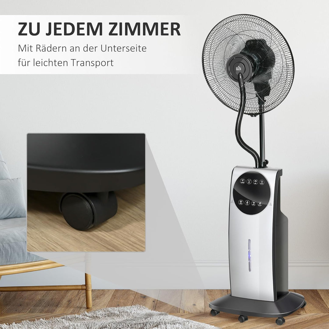 HOMCOM Ventilator mit Wasserkühlung, Standventilator mit Sprühnebel, Timerfunktion, Fernbedienung, o