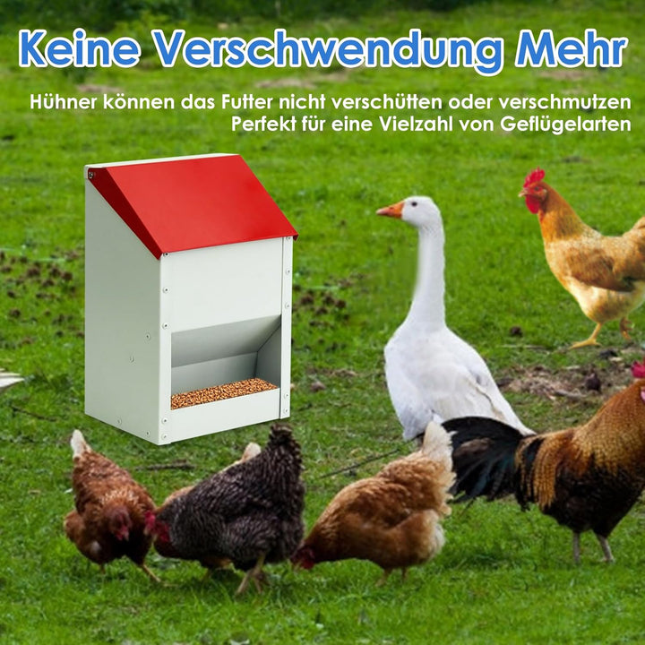 4,5 Kg Automatische HüHnerfüTterung Kleine MetallfüTterung mit Deckel Wandmontierte Rattenfeste HüHn