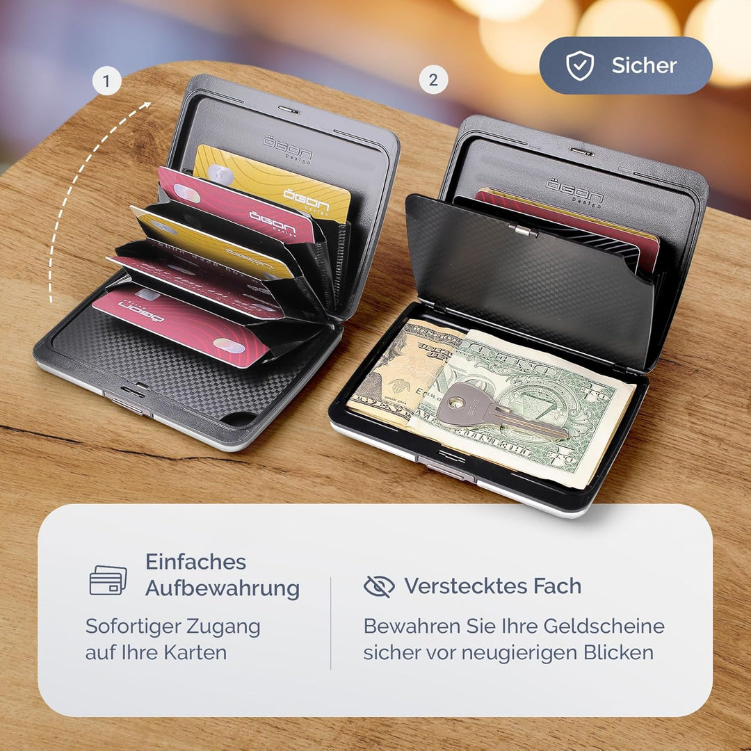 OGON Aluminium Geldbörse Smart Case V2 Large - Verstecktes Fach für Münzen und Scheine - RFID Schutz