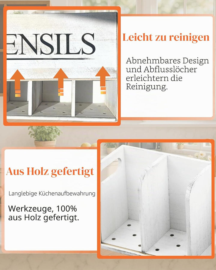 Küchenutensilienhalter, rustikal, gross, Holz, Küchenutensilien, Aufbewahrung von Kochutensilien, We