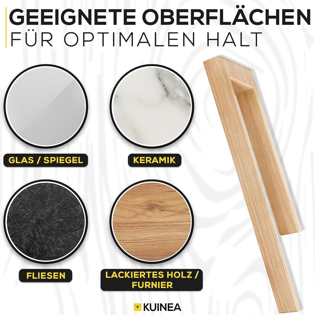KUINEA Handtuchhalter ohne Bohren - Moderner Handtuchhalter aus [100% Eichenholz] für Bad & Küche I