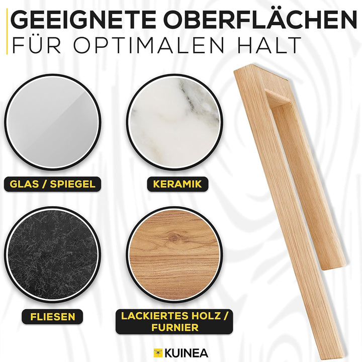 KUINEA Handtuchhalter ohne Bohren - Moderner Handtuchhalter aus [100% Eichenholz] für Bad & Küche I