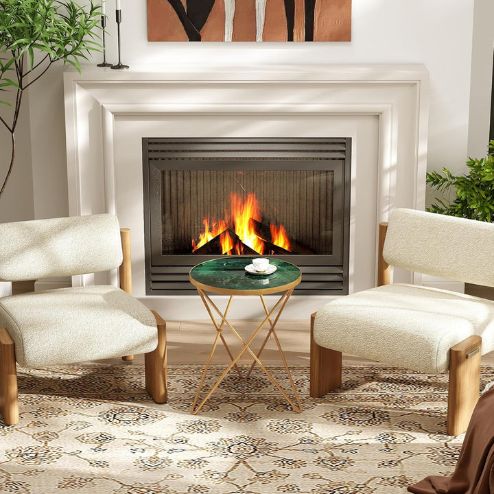 Couchtisch, Beistelltisch rund, Wohnzimmertisch, Kleiner Tisch, Sofatisch für Wohnzimmer, Grün Golde