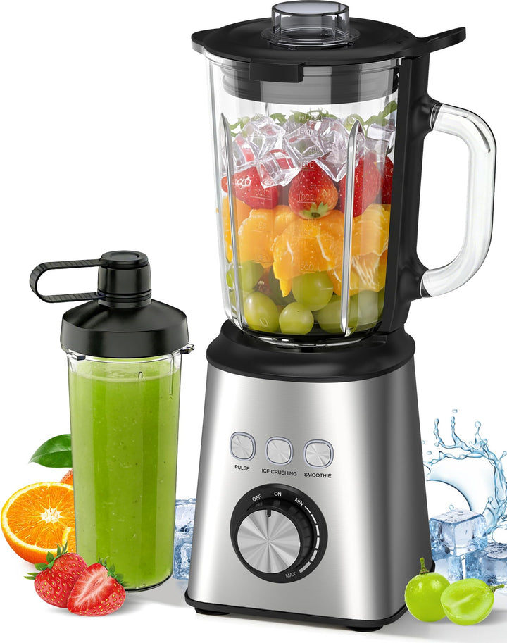 Mixer, Smoothie Maker & Standmixer, Hochgeschwindigkeits Mixer Smoothie Maker 1,5L Glasbehälter&600m
