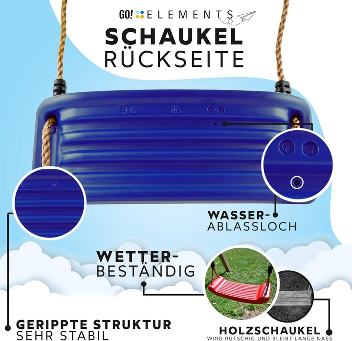 GO!elements Schaukel Garten - Kinderschaukel Outdoor Indoor - Schaukelsitz Schaukelbrett Brettschauk